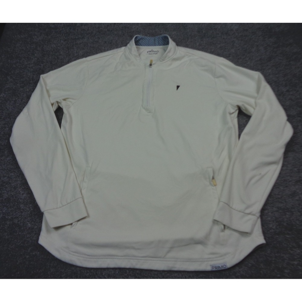 Primo Pullover Sweater Mens L White 1/4 Zip Performance Golf Pockets